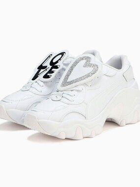 NEW Puma Pulsar Wedge sneakers white love patch sz 7.5